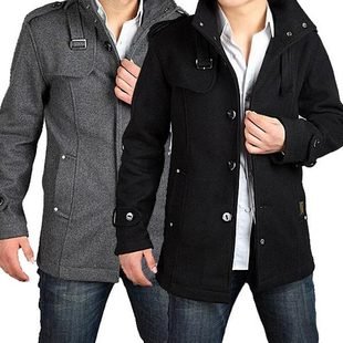 Wholesale-Men&39s Wool Coat Overcoat Double-breasted Trench Coat
