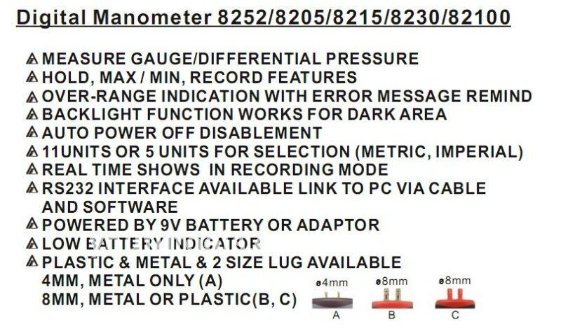Az-8252manometer2psiハンドル高品質デジタルマノメーター問屋・仕入れ・卸・卸売り