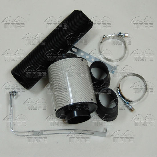 Universal 76MM 3 inch Black Carbon Fiber Cold Air Intake Pipe Filter Kit With Flexible Pipe DSC_0854