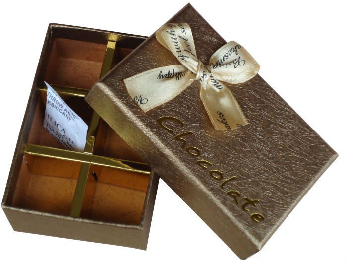 golden rectangular chocolate gift box/packaging box with ribbon