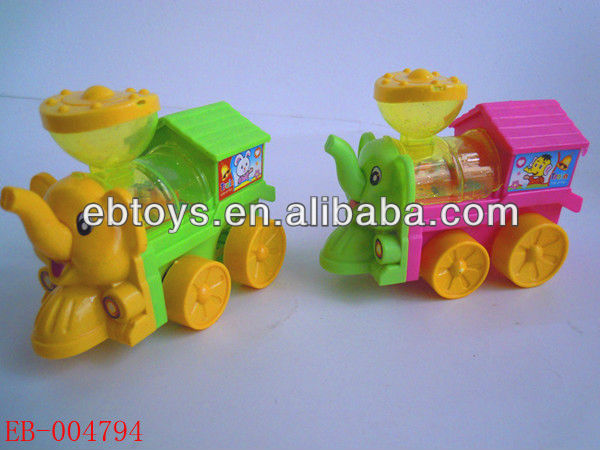 Pull line train with light candy toy container