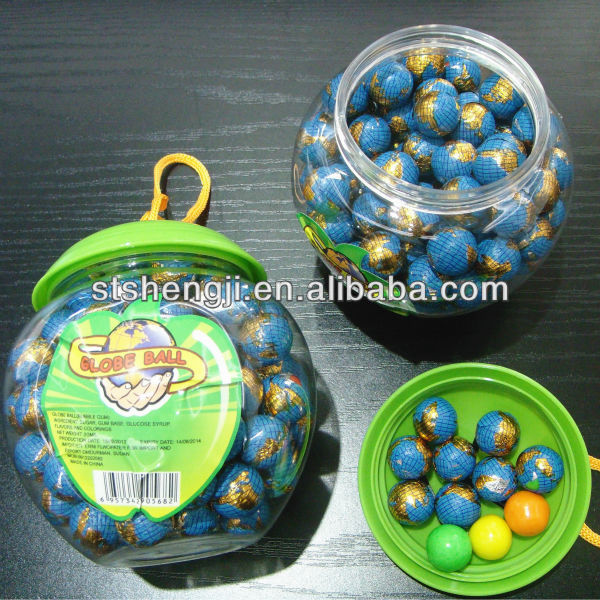 Globe bubble gum in apple shape jar