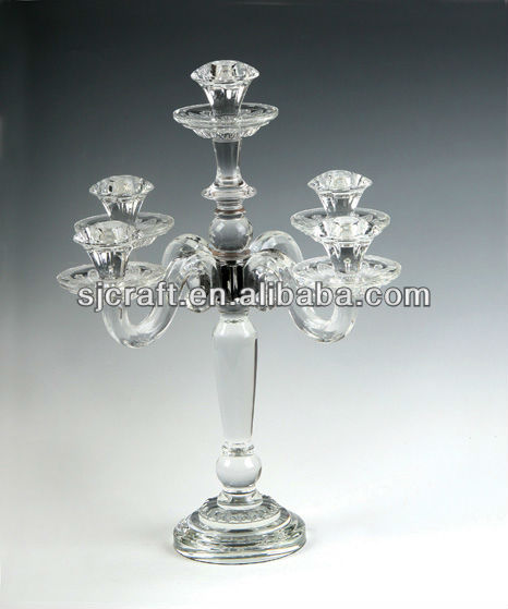 エレガントな水晶5腕燭台水盤と結婚式のセンターピースのための問屋・仕入れ・卸・卸売り