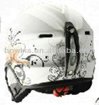 女性美しい黒印刷暖かいライニングスキーヘルメット仕入れ・メーカー・工場