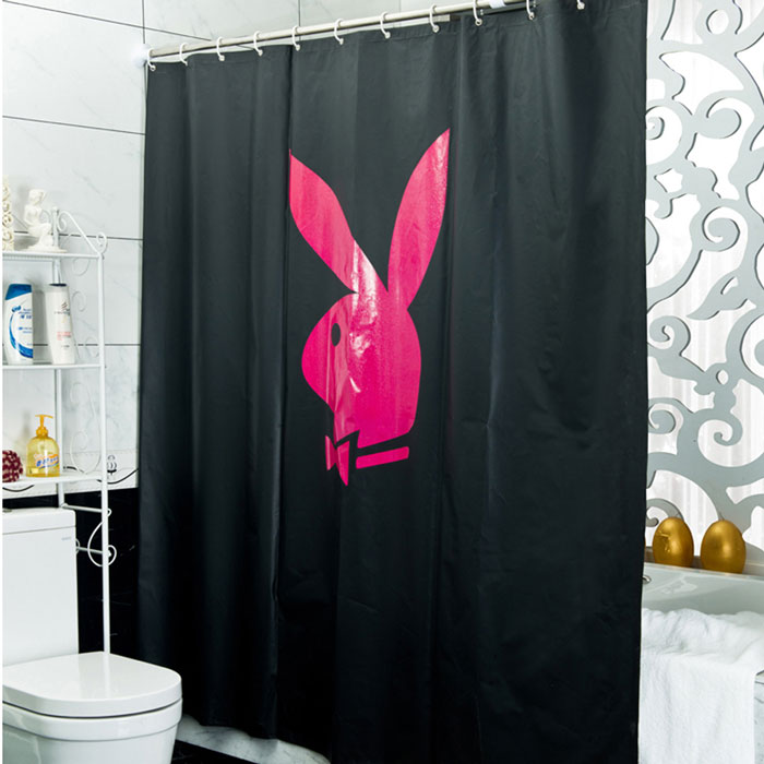 Fashion-Rabbit-Pattern-Mildew-proof-PEVA-Shower-Curtain-Waterproof-Thickened-Polyester-Shower-Curtain-with-Hooks-for-Home-Bathroom-Set-Black-(2)