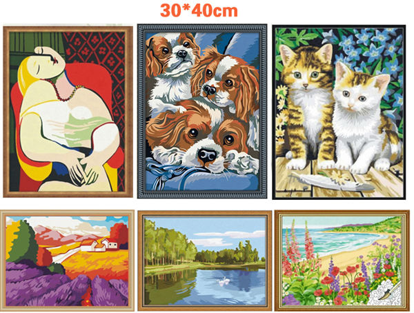 painting by numbers pretty dog picture - environmental acrylic paint - REACH