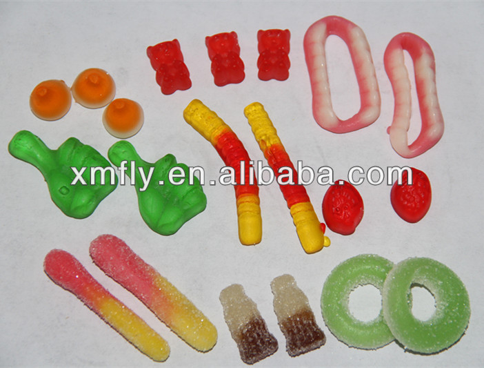 colored circle ring shape oiled sweet candy gummy ring