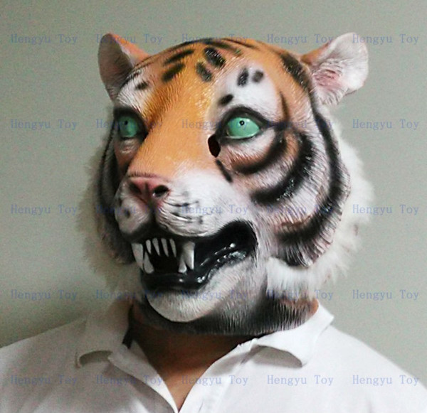 Tigre uomo maschera novità Halloween Cosplay Raptor Costume animale lattice  Mascara Festival accessori regalo donna adulta travestimento