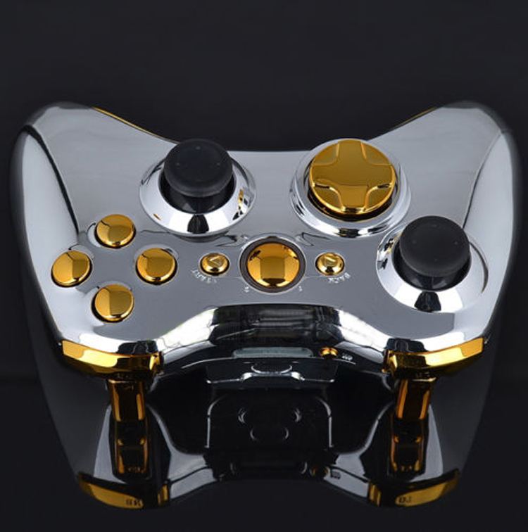 Custom Chrome Silver Controller Shell for Xbox 360 Housing with Full