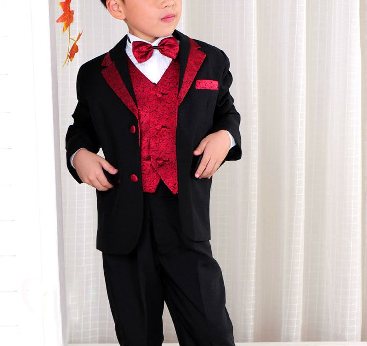 男の子の結婚式のスーツの熱い販売の最高品質の赤いエッジ男の子のスーツセット問屋・仕入れ・卸・卸売り