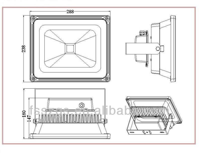 High Lumen Epistar 10w/20w/30w/50w Outdoor Cob Led Flood Light housing
