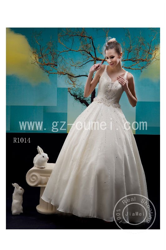 Wedding gown classic strapl retro wedding dress appliqued sequin