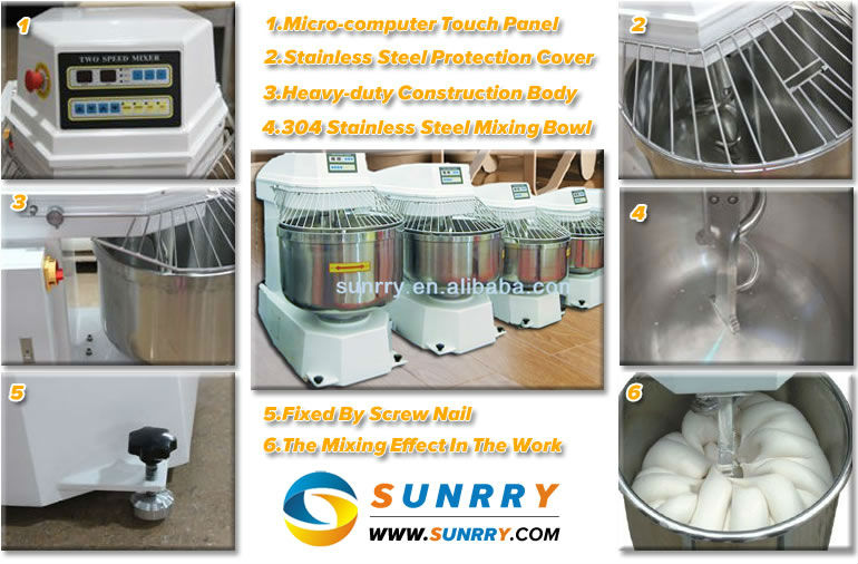 Double Motions and Double Speeds Dough Spiral Mixer 100KG Flour Spiral Dough Mixer for CE (SY-SM100R SUNRRY)