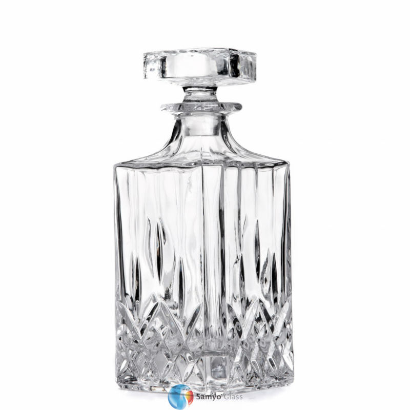 wholesale handmade fancy empty 750ml clear whiskey wine glass bottle