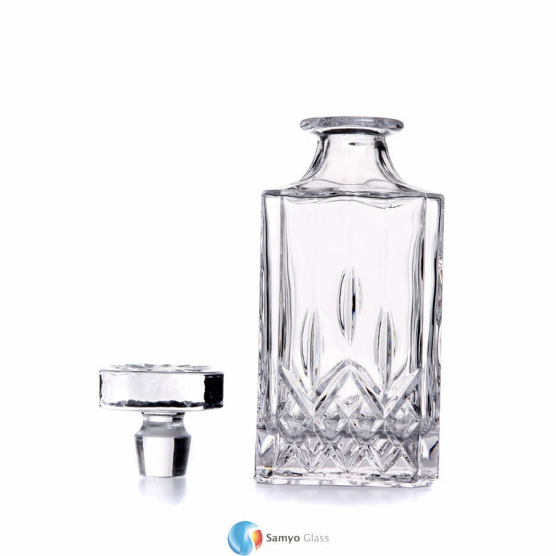 wholesale handmade fancy empty 750ml clear whiskey wine glass bottle