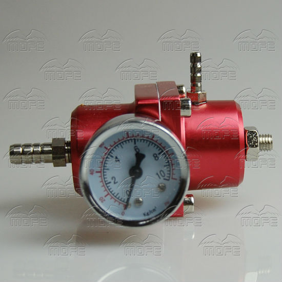 Universal Aluminum Adjustable Fuel Pressure Regulator With Gauge Blue Red DSC_0872
