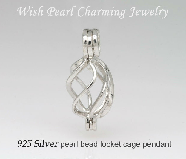 P51-S 925 Silver pearl bead locket cage pendant