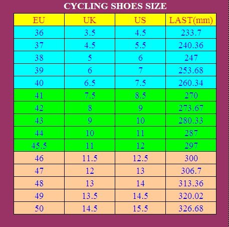 CYCLING SHOES SIZE
