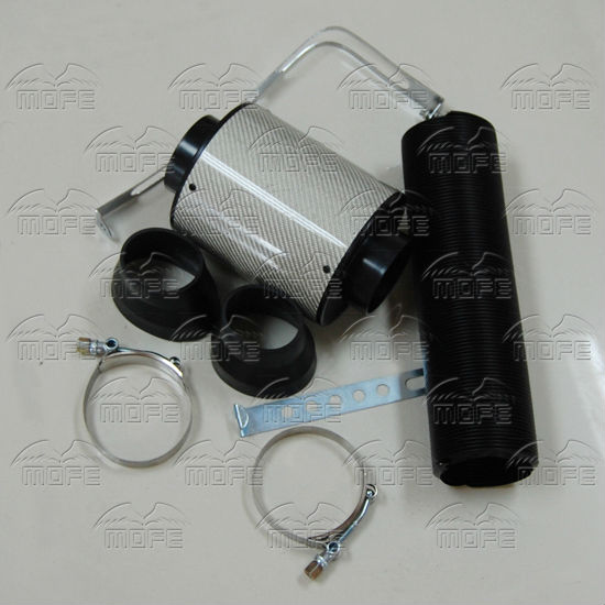 Universal 76MM 3 inch Black Carbon Fiber Cold Air Intake Pipe Filter Kit With Flexible Pipe DSC_0853