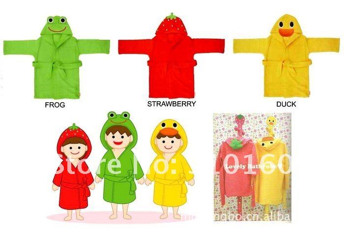 HOT SELL new design Terry Bathrobe - Hoodie/Hoody Costume Bath Towel Baby Robe - Kids Robes Baby Cartoon Hooded 4pcs/lot