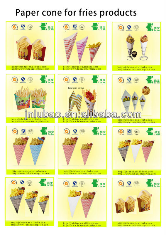 paper cone for fries and chicken customize for your requirements