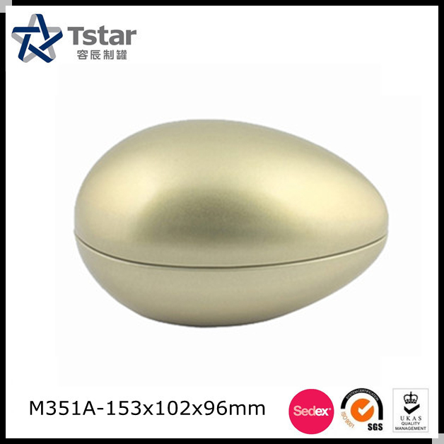 egg shape tin can/chocolate tin cans/tin can manufacturer