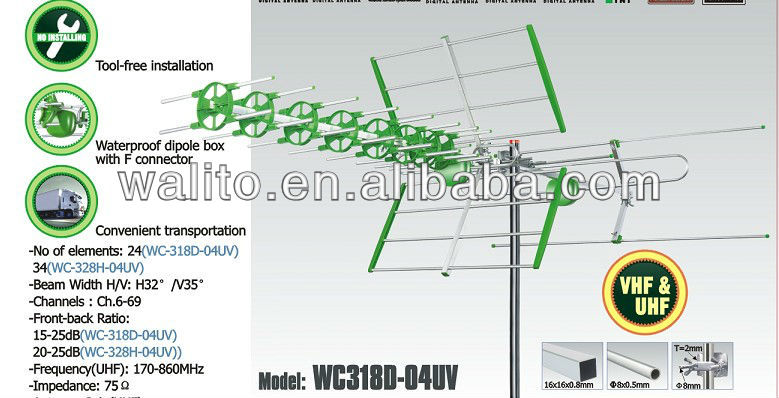 屋外デジタルvhf+uhfhdtvアンテナ仕入れ・メーカー・工場