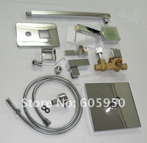 Hot! Free Shipping - Chrome Wall Mounted LED Shower Set With 8 Inch Shower Head - Wholesale (IWL-012)