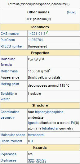 tetrakis(triphenylphosphine)palladium (0) 14221-01-3