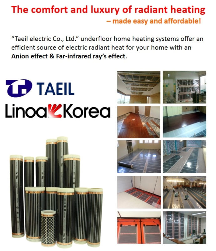 韓国005linoa晴れやかな遠赤外線カーボンヒーターのフィルム、 床暖房フィルム、 床下暖房システム問屋・仕入れ・卸・卸売り