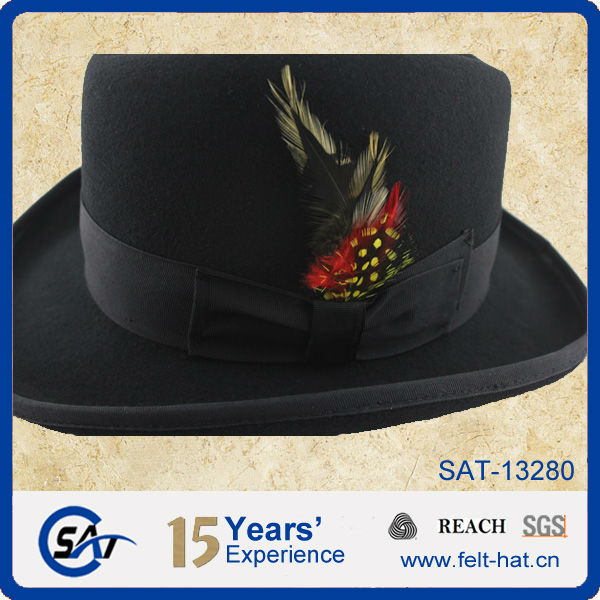 ヴィンテージ2013100%ホンウールフェルト帽子の羽トリム ホンズウールの帽子を感じた問屋・仕入れ・卸・卸売り