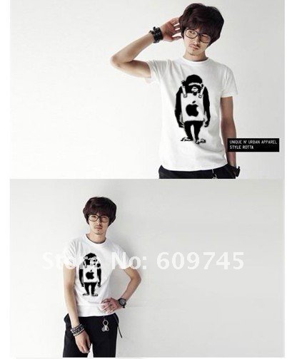 2012 new stylish slim fit fashion printed men's cool t-shirts+funny printing+free shipping+t-shirts wholesale and dropship