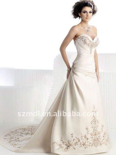 OffShoulder Wasit Embroidered Asymmetrical Hem Wedding Dress