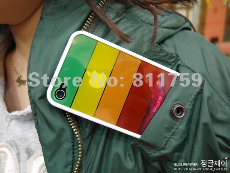 Free shipping 100pcs/lot Silicon Rainbow Shell Cover Case for iphone 4s Soft back case cover for Apple iphone 4 4s/4g