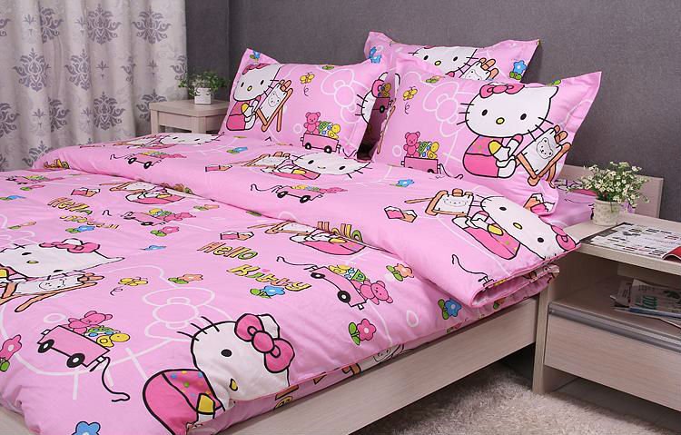 hello kitty 4 pcs bedding set 2 pillow +1 sheet +1 quilt cover ...