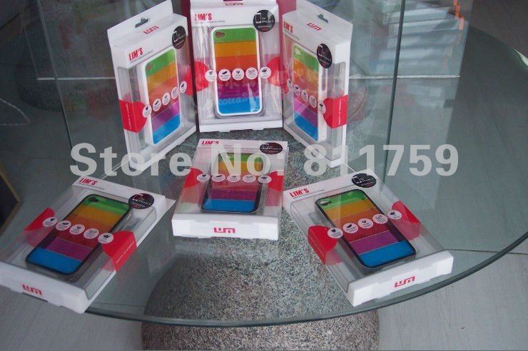 Free shipping 100pcs/lot Silicon Rainbow Shell Cover Case for iphone 4s Soft back case cover for Apple iphone 4 4s/4g