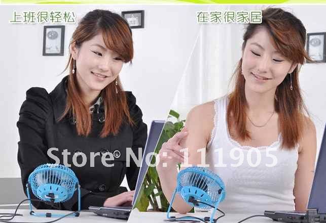 Free shipping wholesale Mini Portable 360 Degrees Rotation Soundless USB/Battery Cooling Desk Stand Adjustable Box Fan