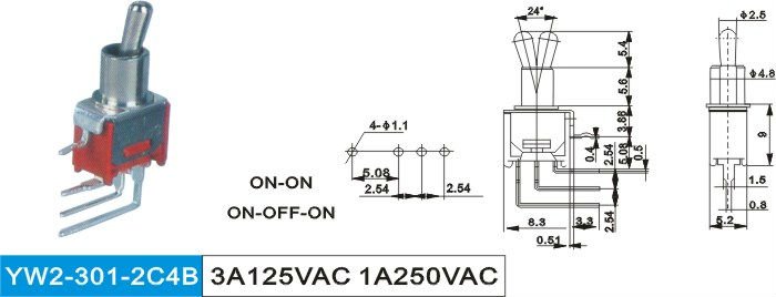 SPDTのPCピンSS 309 CI MTS 102 A2 W/PCのトグルスイッチYW2-304-A2問屋・仕入れ・卸・卸売り