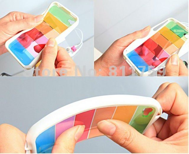 Free shipping 100pcs/lot Silicon Rainbow Shell Cover Case for iphone 4s Soft back case cover for Apple iphone 4 4s/4g