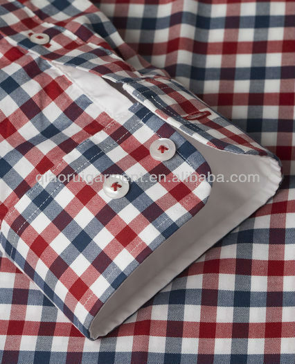 Source hombres de lujo cuello botón de negocios a rojo azul blanco camisa de verificación on m.alibaba.com