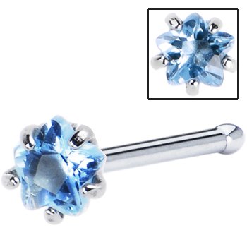 light blue cubic zirconia nose piercing stud