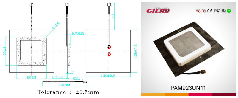 (80*80*6mm) uhfリーダアンテナサイズを持つ8080mm- rfidリーダアンテナ/rfid受信機仕入れ・メーカー・工場