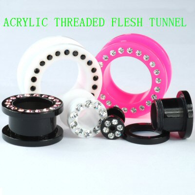 4mm flesh tunnel. Acrylic threaded flesh tunnel