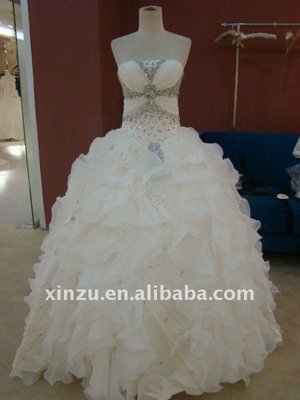 CustomMade Organza Ruffle Modern BallGown Wedding Dresses Online XZ110899