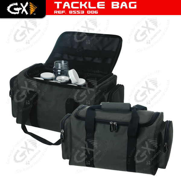 Fishing tackle bag with picnic set / canned tuna fish / artificial fish aquarium