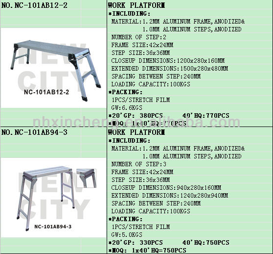 アルミ折りたたみ作業プラットフォームNC-101AB10-2 問屋・仕入れ・卸・卸売り