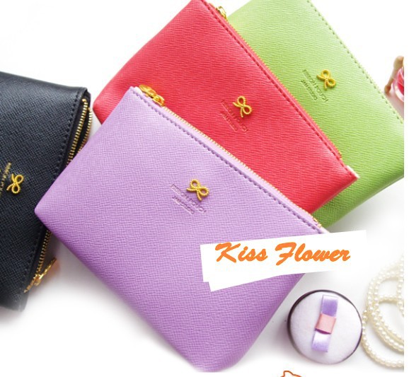 Korea Style Sweet Bow Design Zipper Cosmetic Bag 5 Color Make Up
