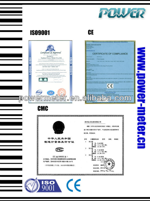 油水chromeplatedケース付圧力計iso9001・ce証明書問屋・仕入れ・卸・卸売り