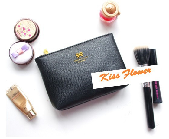 Korea Style Sweet Bow Design Zipper Cosmetic Bag 5 Color Make Up