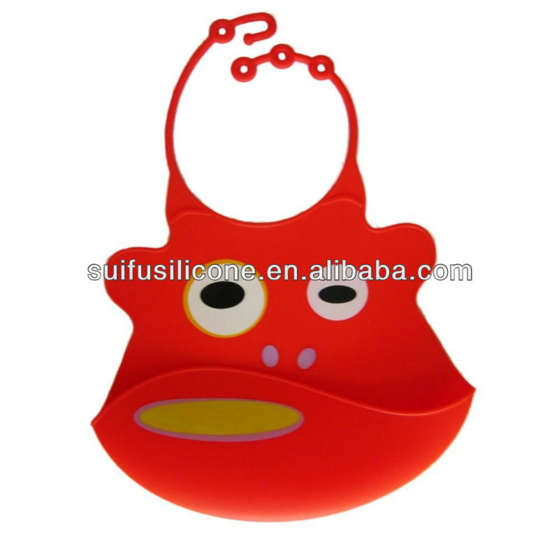 新しいデザイン2014年fda規格動物形の赤いシリコーンの赤ちゃんビブ問屋・仕入れ・卸・卸売り
